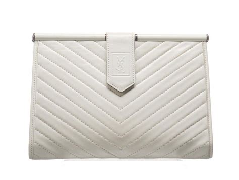 ysl white patent clutch|saint laurent quilted leather clutch.